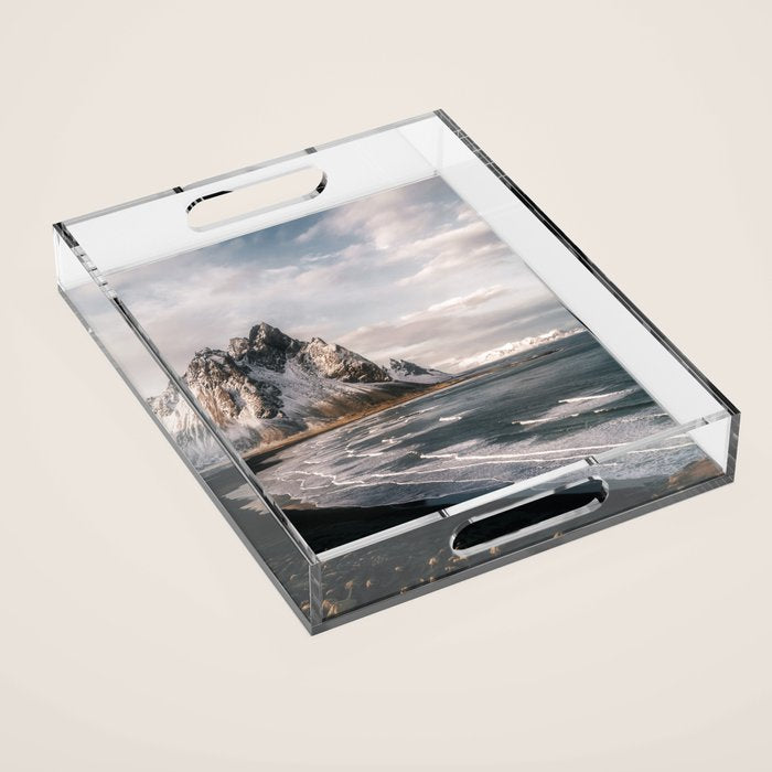 Stokksnes Icelandic Mountain Beach Sunset - Landscape Photography Acrylic Tray Gallery Image 1