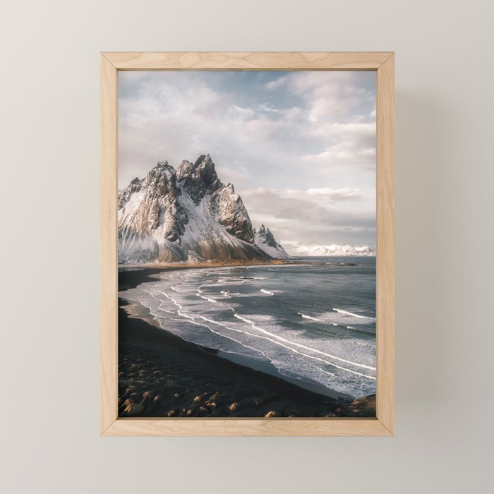 Stokksnes Icelandic Mountain Beach Sunset - Landscape Photography Mini Art Print Gallery Image 1