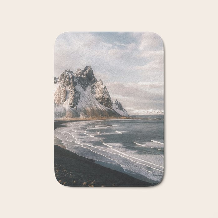 Stokksnes Icelandic Mountain Beach Sunset - Landscape Photography Bath Mat Gallery Image 1