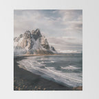 Stokksnes Icelandic Mountain Beach Sunset - Landscape Photography Throw Blanket Gallery Image 2