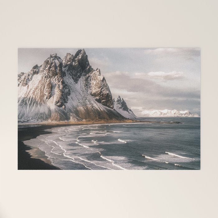 Stokksnes Icelandic Mountain Beach Sunset - Landscape Photography Welcome Mat Gallery Image 1