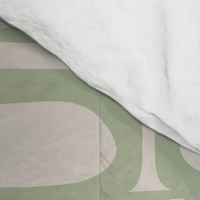 Sage Green Mid Century Modern Piquet Geometric Multi Pattern on Muted Beige Comforter Gallery Image 4