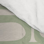 Sage Green Mid Century Modern Piquet Geometric Multi Pattern on Muted Beige Comforter Gallery Image 4