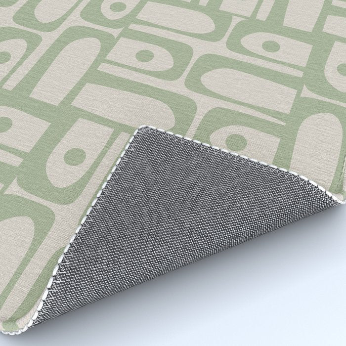 Sage Green Mid Century Modern Piquet Geometric Multi Pattern on Muted Beige Rug Gallery Image 4