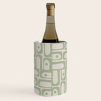 Sage Green Mid Century Modern Piquet Geometric Multi Pattern on Muted Beige Wine Chiller Gallery Image 2