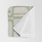 Sage Green Mid Century Modern Piquet Geometric Multi Pattern on Muted Beige Throw Blanket Gallery Image 3