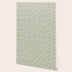 Sage Green Mid Century Modern Piquet Geometric Multi Pattern on Muted Beige Wallpaper Gallery Image 2