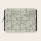 Sage Green Mid Century Modern Piquet Geometric Multi Pattern on Muted Beige Laptop Sleeve Gallery Image 1