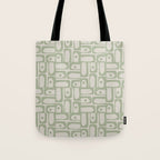 Sage Green Mid Century Modern Piquet Geometric Multi Pattern on Muted Beige Tote Bag Gallery Image 1