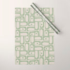 Sage Green Mid Century Modern Piquet Geometric Multi Pattern on Muted Beige Wrapping Paper Gallery Image 1