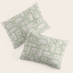 Sage Green Mid Century Modern Piquet Geometric Multi Pattern on Muted Beige Pillow Sham Gallery Image 3