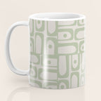Sage Green Mid Century Modern Piquet Geometric Multi Pattern on Muted Beige Coffee Mug Gallery Image 3