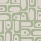 Sage Green Mid Century Modern Piquet Geometric Multi Pattern on Muted Beige Coffee Mug Gallery Image 2