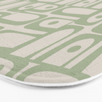 Sage Green Mid Century Modern Piquet Geometric Multi Pattern on Muted Beige Bath Mat Gallery Image 3