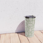 Sage Green Mid Century Modern Piquet Geometric Multi Pattern on Muted Beige Travel Mug Gallery Image 4
