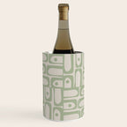Sage Green Mid Century Modern Piquet Geometric Multi Pattern on Muted Beige Wine Chiller Gallery Image 1