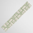 Sage Green Mid Century Modern Piquet Geometric Multi Pattern on Muted Beige Table Runner Gallery Image 3