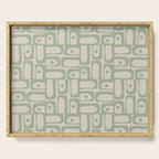 Sage Green Mid Century Modern Piquet Geometric Multi Pattern on Muted Beige Serving Tray Gallery Image 1