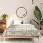 Sage Green Mid Century Modern Piquet Geometric Multi Pattern on Muted Beige Comforter Gallery Image 3