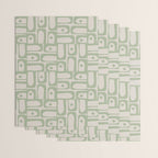 Sage Green Mid Century Modern Piquet Geometric Multi Pattern on Muted Beige Wrapping Paper Gallery Image 3