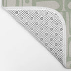 Sage Green Mid Century Modern Piquet Geometric Multi Pattern on Muted Beige Bath Mat Gallery Image 2