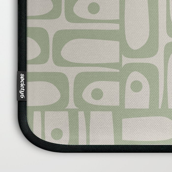 Sage Green Mid Century Modern Piquet Geometric Multi Pattern on Muted Beige Laptop Sleeve Gallery Image 3