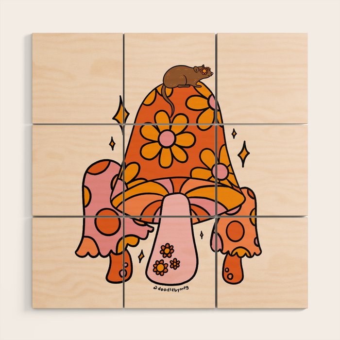 Mouse on a Mushroom Wood Wall Art Gallery Image 1