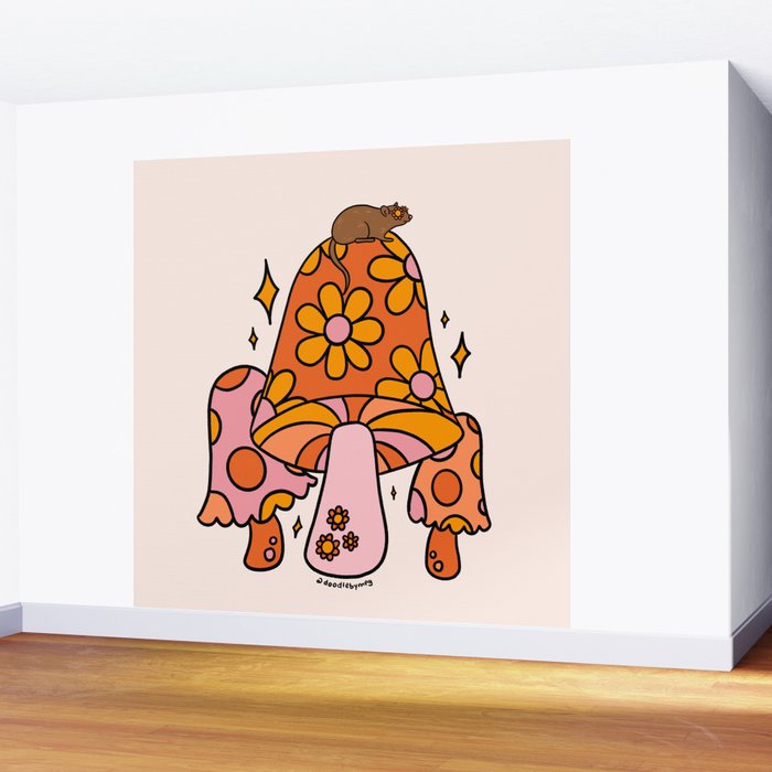 Mouse on a Mushroom Wall Mural Gallery Image 2
