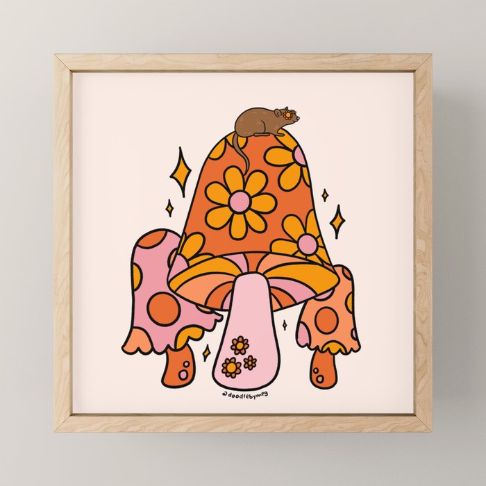 Mouse on a Mushroom Mini Art Print Gallery Image 1