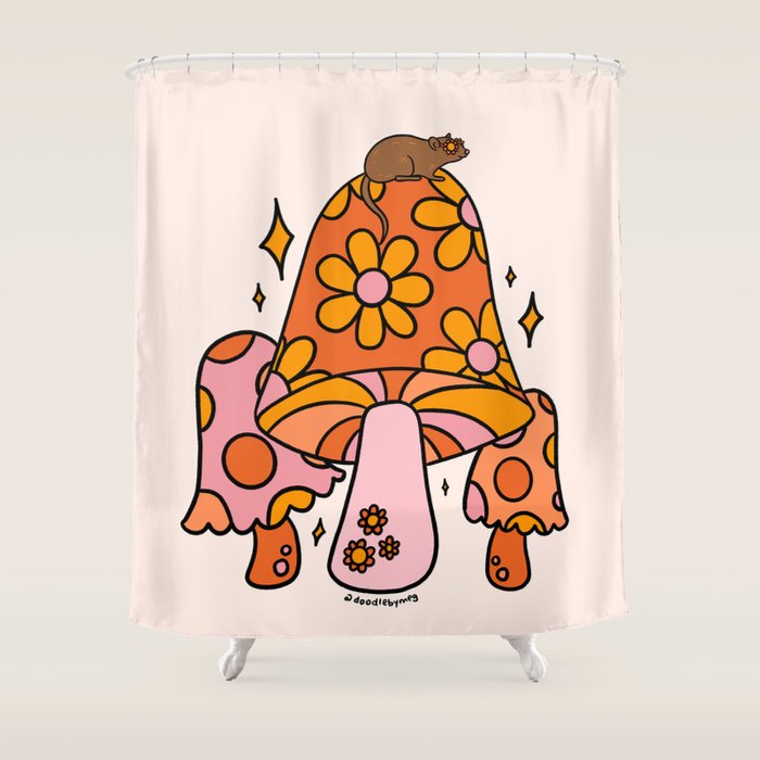Mouse on a Mushroom Shower Curtain Gallery Image 1