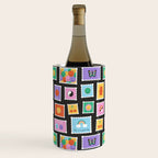 Retro funny cartoon postage stamp sticker pattern Wine Chiller Gallery Image 2