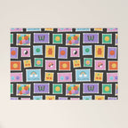 Retro funny cartoon postage stamp sticker pattern Welcome Mat Gallery Image 1
