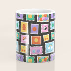 Retro funny cartoon postage stamp sticker pattern Coffee Mug Gallery Image 4