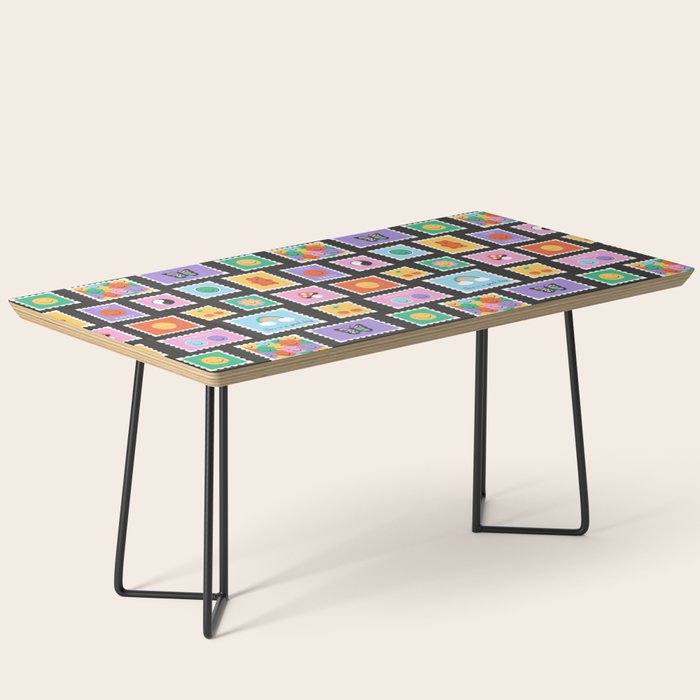 Retro funny cartoon postage stamp sticker pattern Coffee Table Gallery Image 1