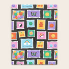 Retro funny cartoon postage stamp sticker pattern Notebook Gallery Image 4