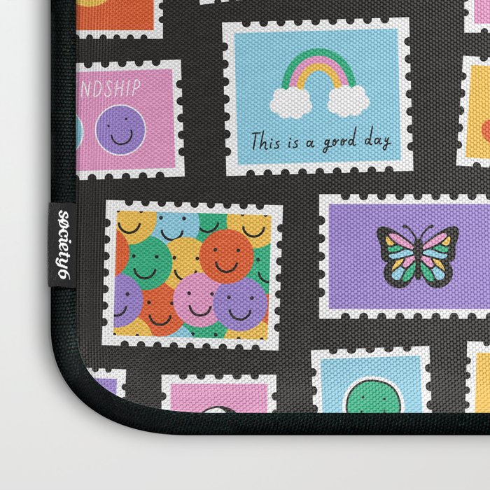 Retro funny cartoon postage stamp sticker pattern Laptop Sleeve Gallery Image 3