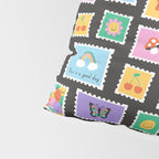 Retro funny cartoon postage stamp sticker pattern Pillow Sham Gallery Image 4