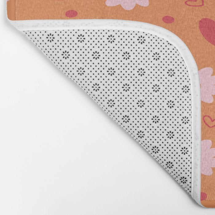 Hearts and Flowers on Orange Bath Mat Gallery Image 2