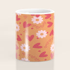 Hearts and Flowers on Orange Coffee Mug Gallery Image 4