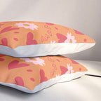 Hearts and Flowers on Orange Pillow Sham Gallery Image 3