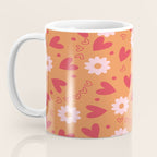 Hearts and Flowers on Orange Coffee Mug Gallery Image 3