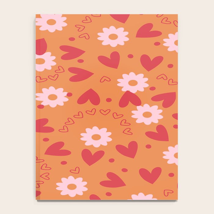 Hearts and Flowers on Orange Notebook Gallery Image 4