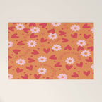 Hearts and Flowers on Orange Welcome Mat Gallery Image 1