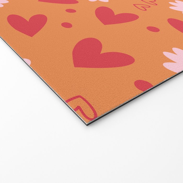 Hearts and Flowers on Orange Welcome Mat Gallery Image 2