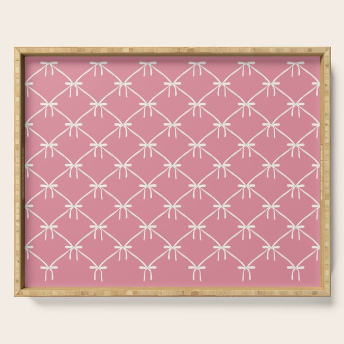 Bows & Ribbons Pattern LI 90s Bubblegum Pink Serving Tray Gallery Image 1