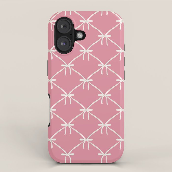 Bows & Ribbons Pattern LI 90s Bubblegum Pink iPhone Case Gallery Image 1
