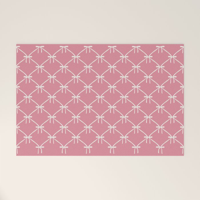 Bows & Ribbons Pattern LI 90s Bubblegum Pink Welcome Mat Gallery Image 1