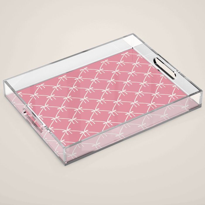 Bows & Ribbons Pattern LI 90s Bubblegum Pink Acrylic Tray Gallery Image 1