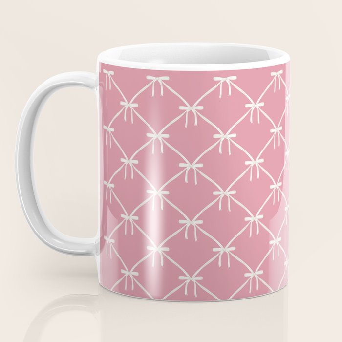 Bows & Ribbons Pattern LI 90s Bubblegum Pink Coffee Mug Gallery Image 3