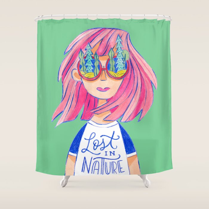 Lost in Nature Girl Portrait Shower Curtain Gallery Image 1